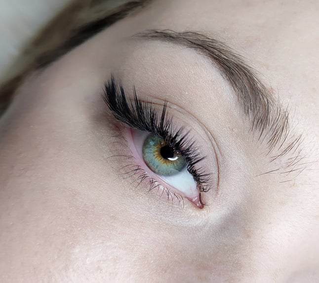 Lash Extensions in Beauty Salon Macro Eye Top View